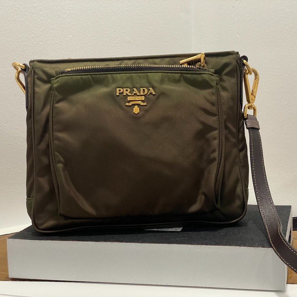 Green Nylon Cross Body bag